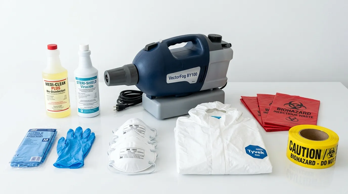 Professional biohazard remediation crew working in North Canton