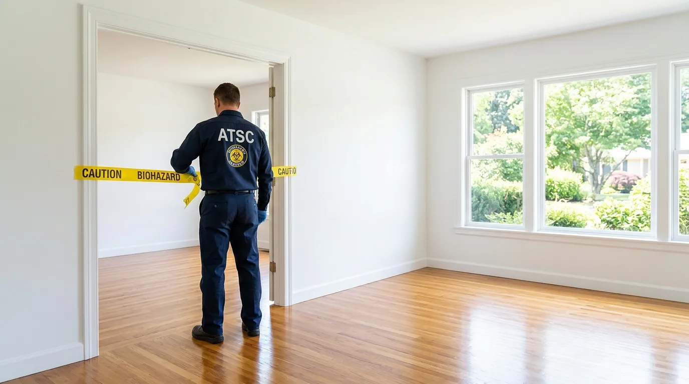 Certified biohazard cleanup crew performing Decomposition Cleanup in North Canton